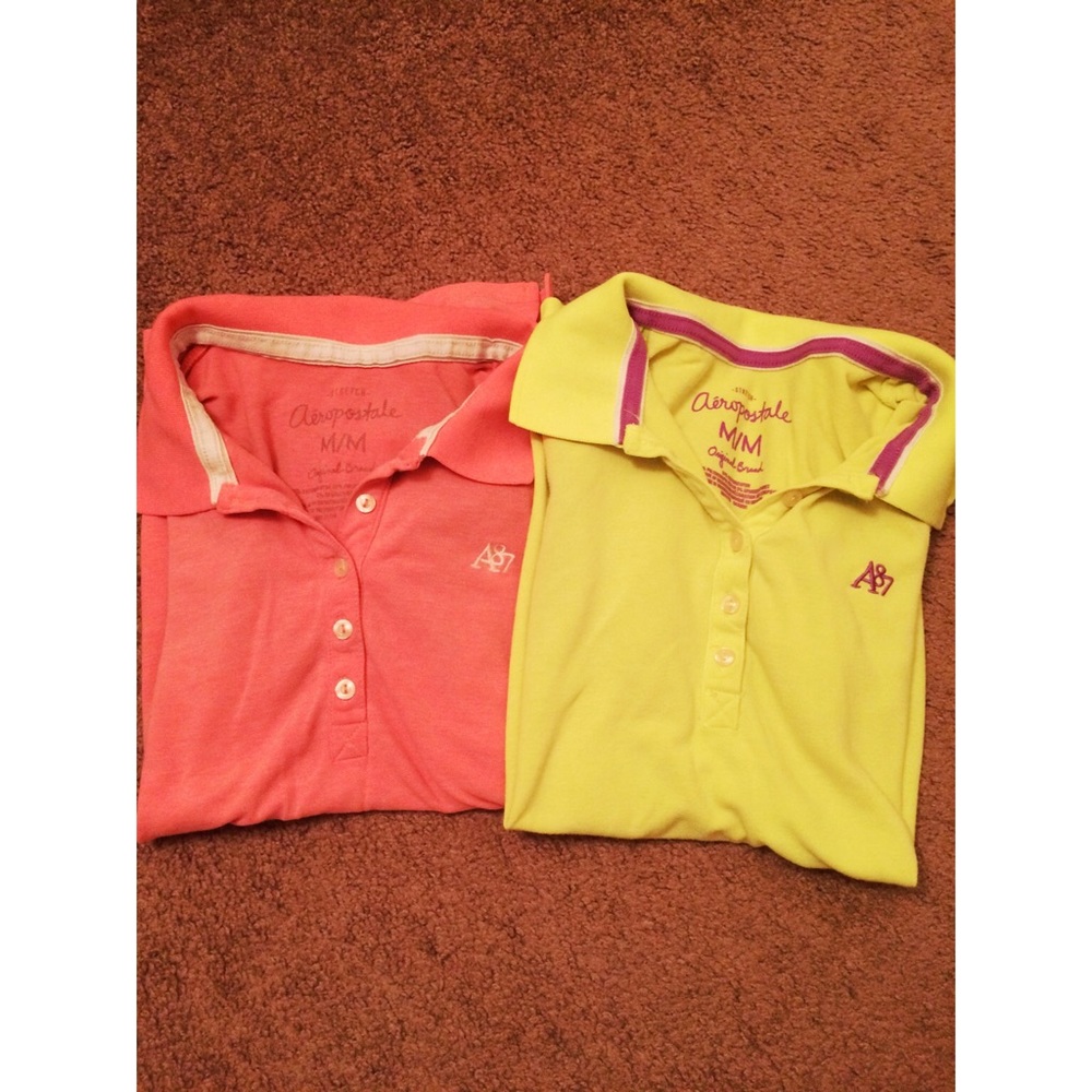TWO neon Aeropostale Polos